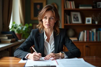 Femme d'affaires en réunion dans un salon français