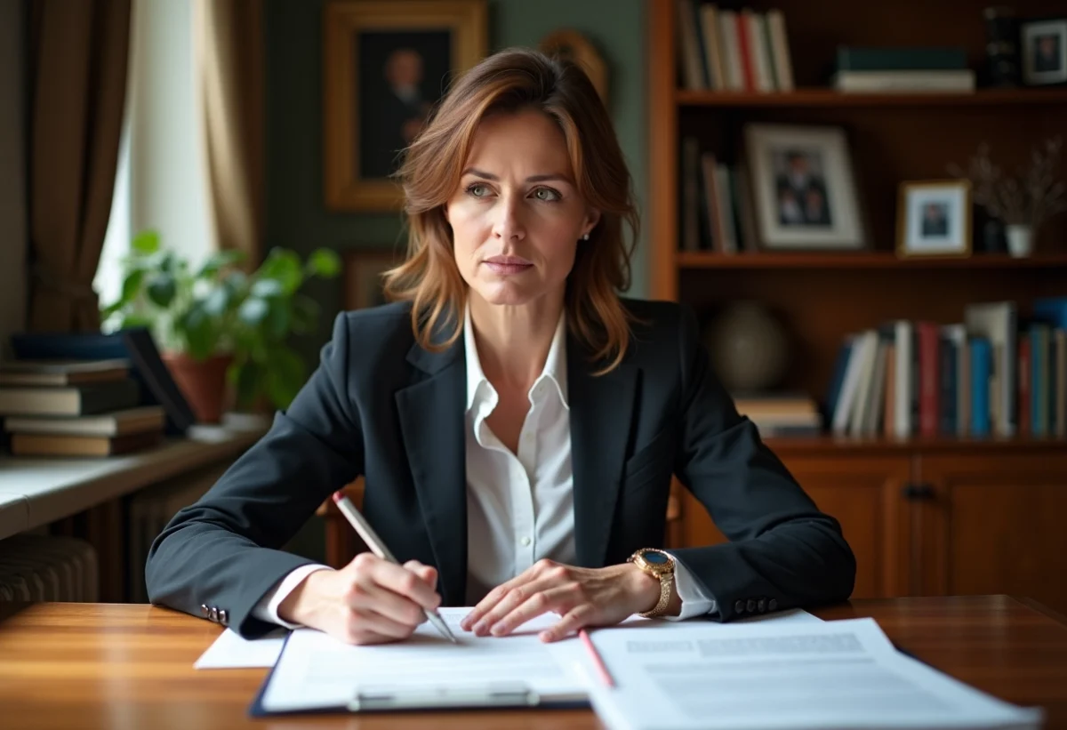 Femme d'affaires en réunion dans un salon français