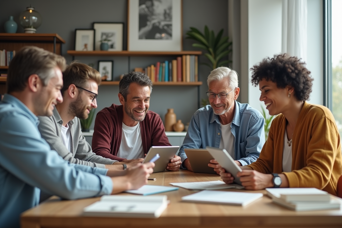Groupe multiculturel discutant autour d