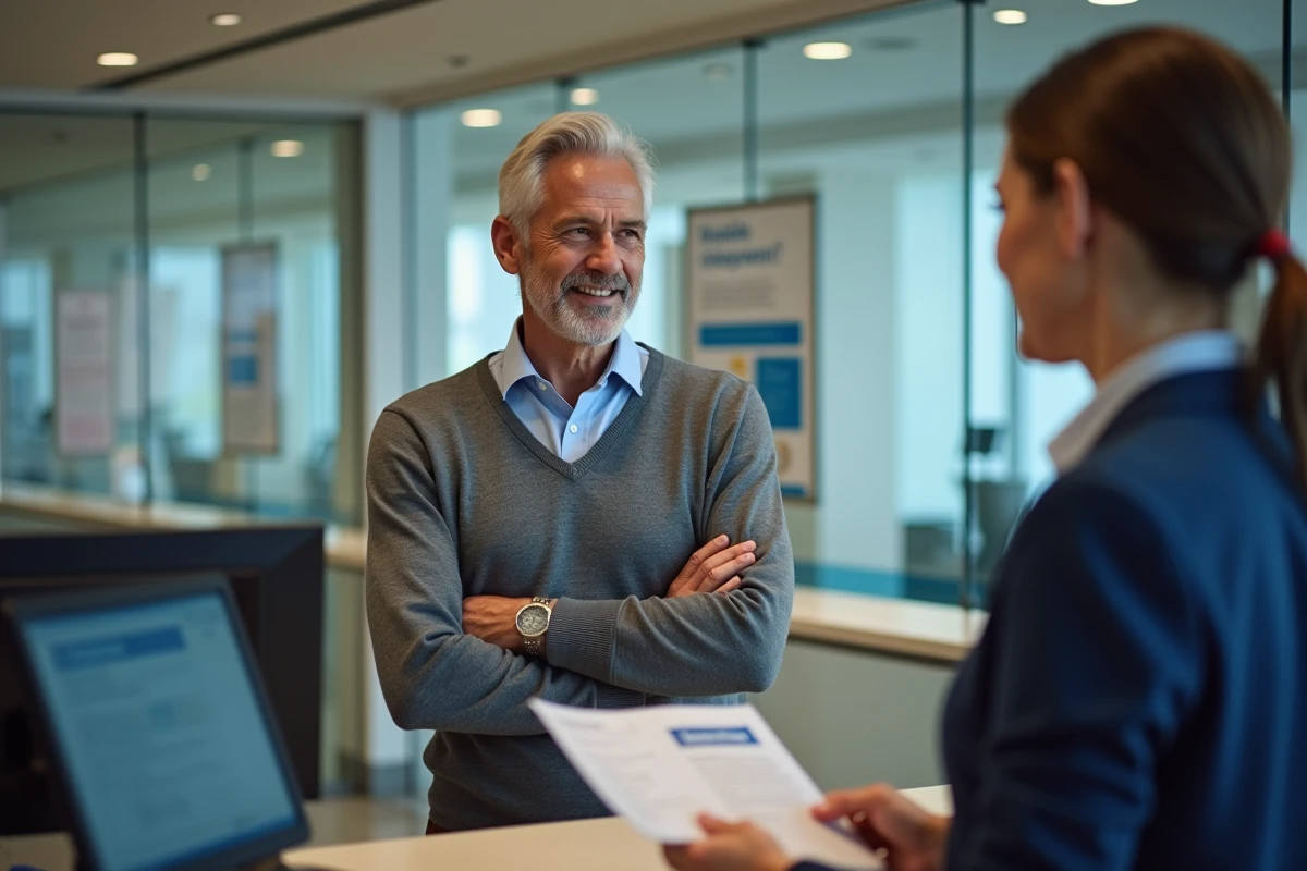 Homme discutant avec un conseiller bancaire sur la retraite